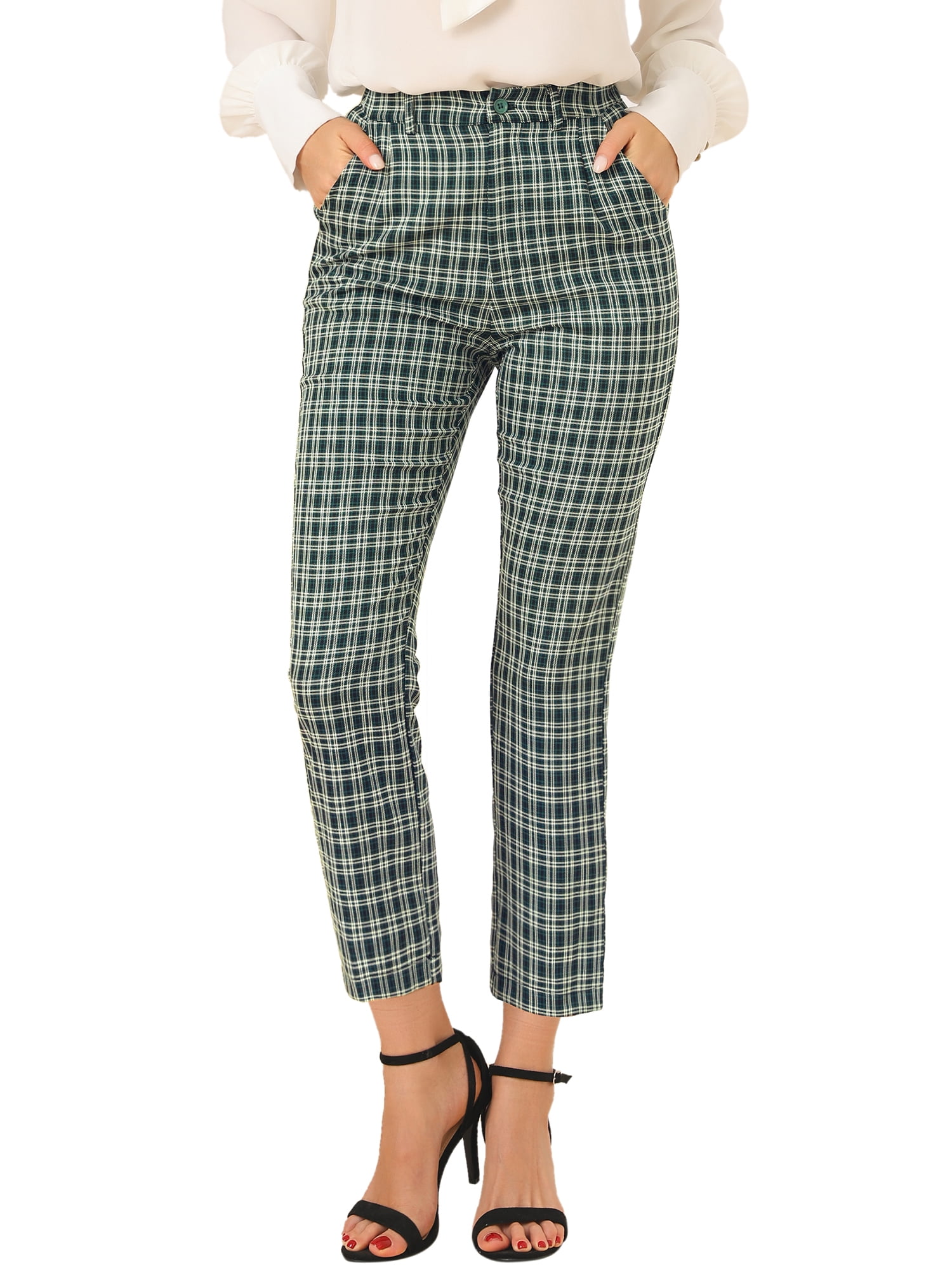 Ankle plaid pants deals