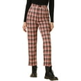 thumbnail image 1 of Unique Bargains Women's Plaid Trousers Button Casual Tartan Check Work Pants S Red Black, 1 of 6