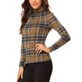 thumbnail image 1 of DARING DIVA Turtleneck Long Sleeve Slim Shirt Blouse M Brown, 1 of 6