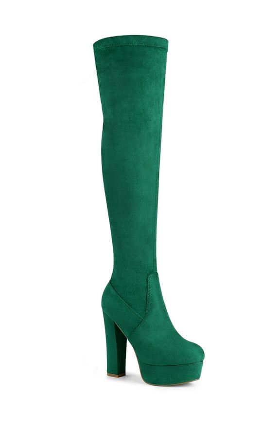 Women's Platform Block Heel Over Knee High Boots