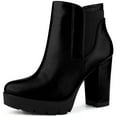 thumbnail image 1 of Unique Bargains Women's Platform Chunky Heels Chelsea Boots Black 9, 1 of 6