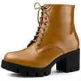 thumbnail image 1 of Unique Bargains Women's Platform Chunky Heels Combat Boots, 1 of 7