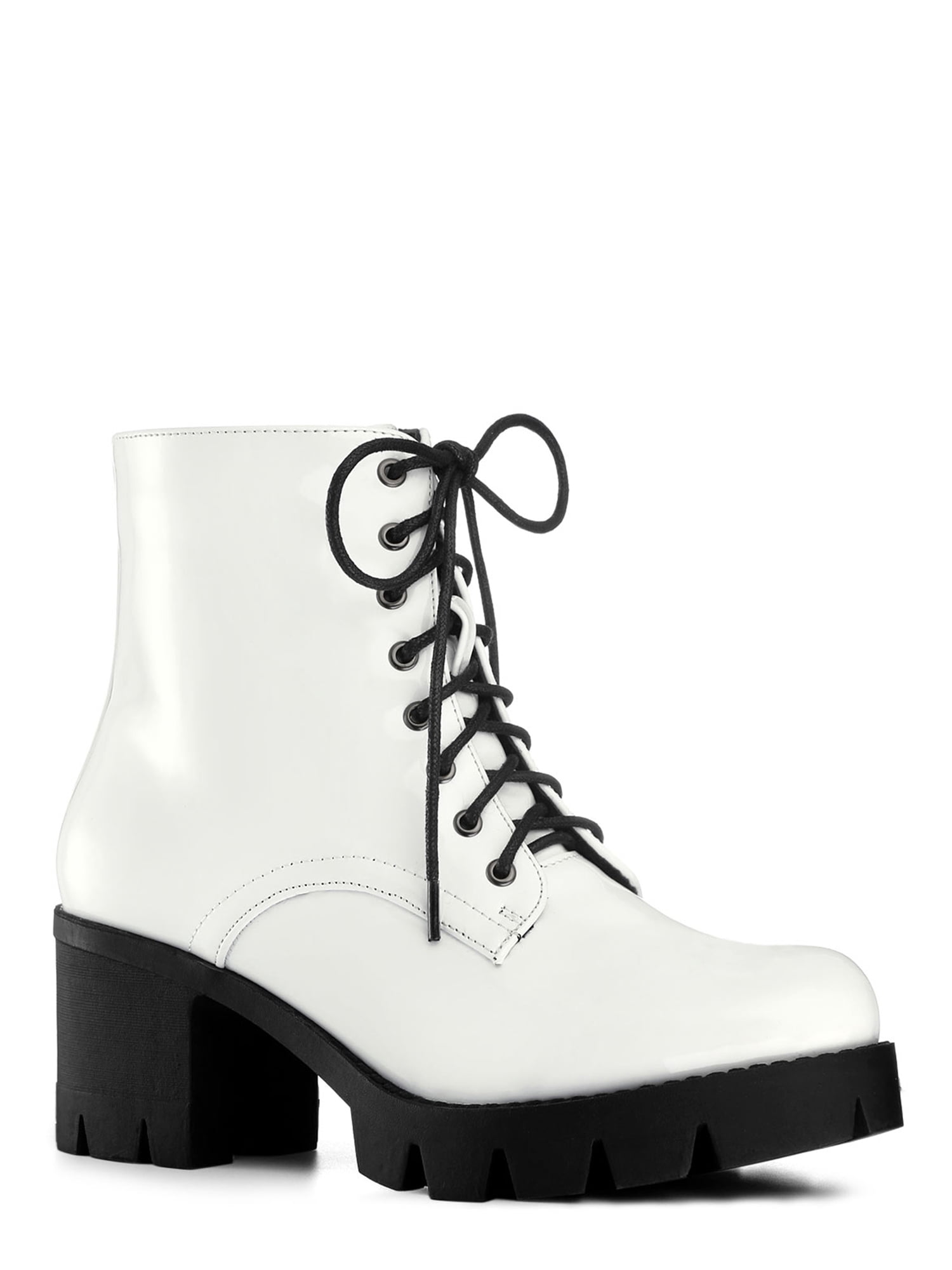 Unique Bargains Women's Platform Chunky Heels Combat Boots