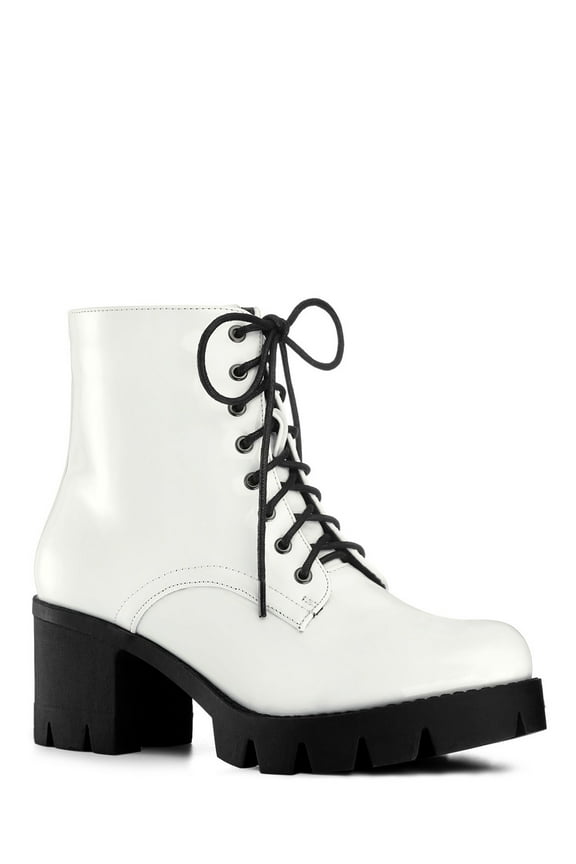 Women's Platform Chunky Heels Combat Boots