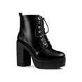 thumbnail image 1 of Unique Bargains Women's Platform Chunky High Heel Lace up Combat Boots Black 6.5, 1 of 7