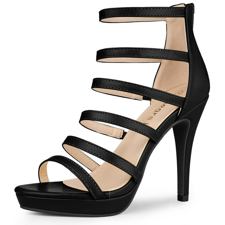 Black low hotsell heel gladiator sandals