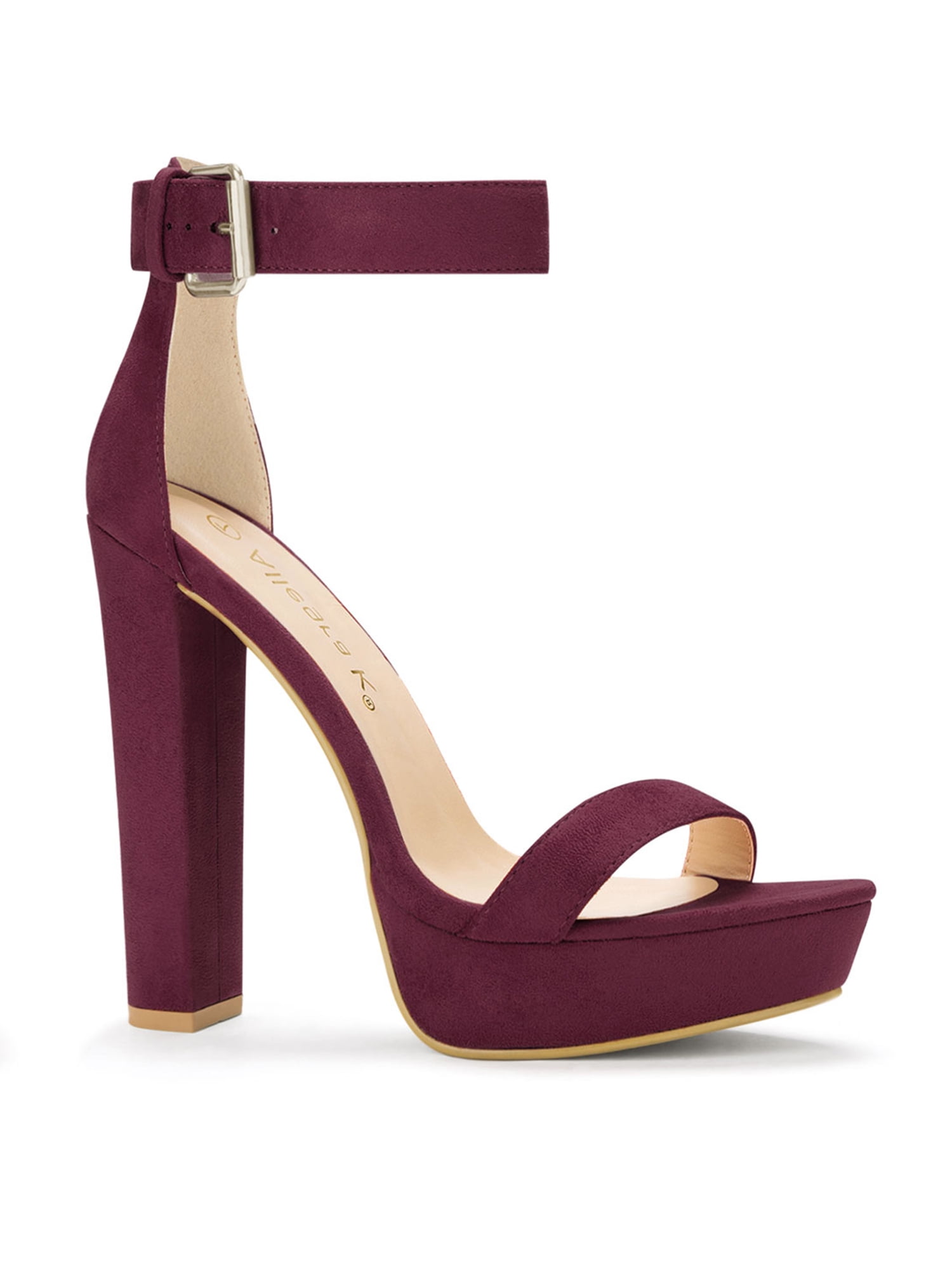 DARING DIVA Women's Platform High Chunky Heel Sandals Burgundy US 9/UK 7/EU 39