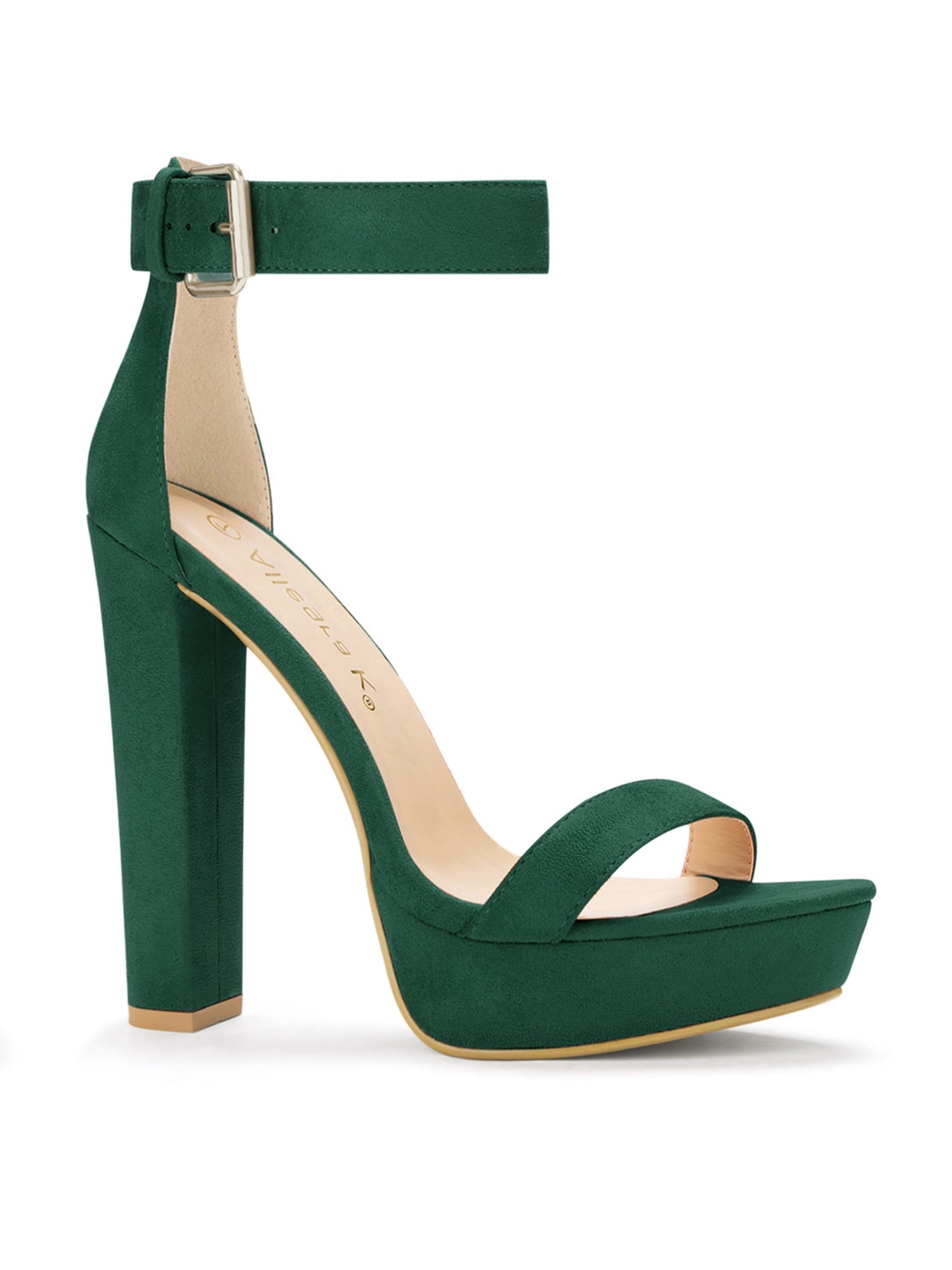 DARING DIVA Women's Platform High Chunky Heel Sandals Green US 9/UK 7/EU 39