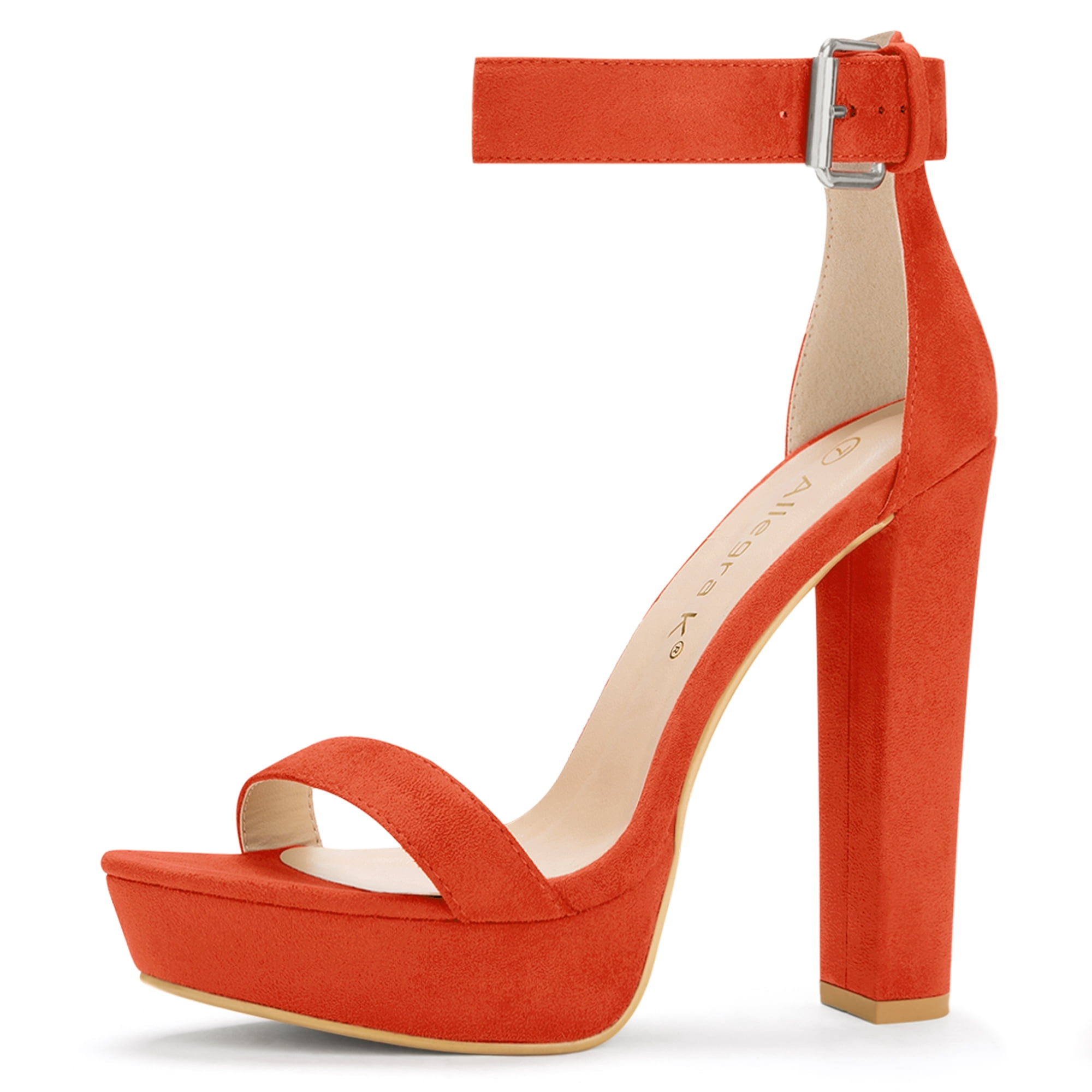 DARING DIVA Women's Platform High Chunky Heel Sandals Orange US 9/UK 7/EU 39