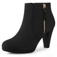 thumbnail image 1 of Unique Bargains Women's Platform Round Toe Chunky Heel Ankle Boots Black 6.5, 1 of 7