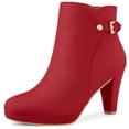 thumbnail image 1 of Unique Bargains Women's Platform Side Zipper Chunky Heel Ankle Boots Red 6, 1 of 7