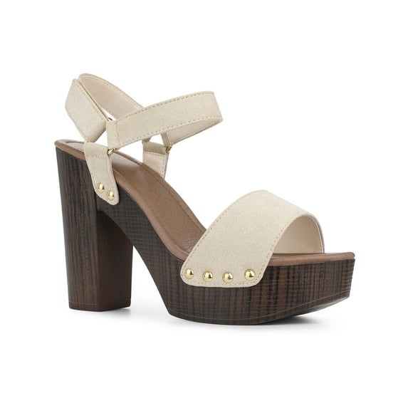 Unique Bargains Women's Platform Slingback High Heel Chunky Heels Sandals
