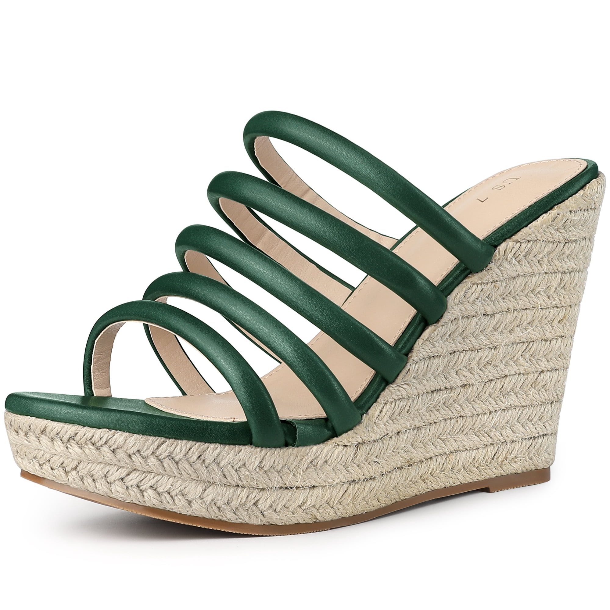 DARING DIVA Women's Platform Strappy Wedges Sandals Dark Green US 8/UK 6/EU 39