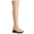 thumbnail image 1 of Unique Bargains Women's Platform Wedge Chunky Heels Over Knee Side Zip Thigh High Boots, 1 of 7
