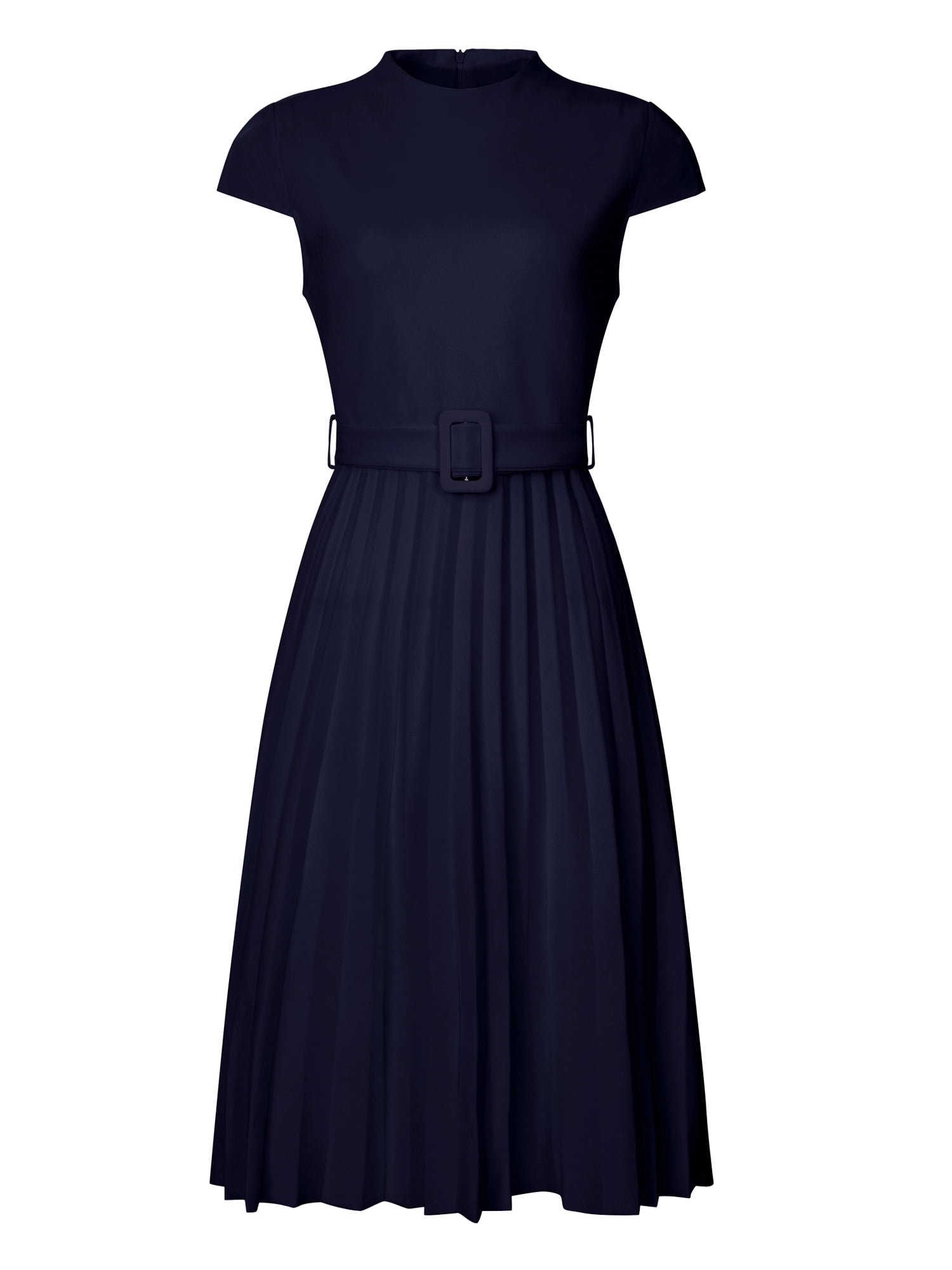 DARING DIVA Women's Mock Neck Cap Sleeve Belted A-Line Dress XL Dark Blue