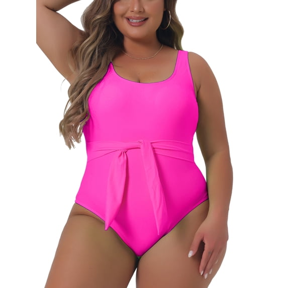 Unique Bargains Women's Plus Bikini Swimwear Flattering Bathing Suits L Hot Pink