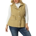 thumbnail image 1 of Unique Bargains Women's Plus Cargo Drawstring Waist Sleeveless Jacket, 1 of 7