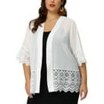 thumbnail image 1 of Unique Bargains Women's Plus Cover Up Lace Panel Texture Summer Boho Cardigans, 1 of 7