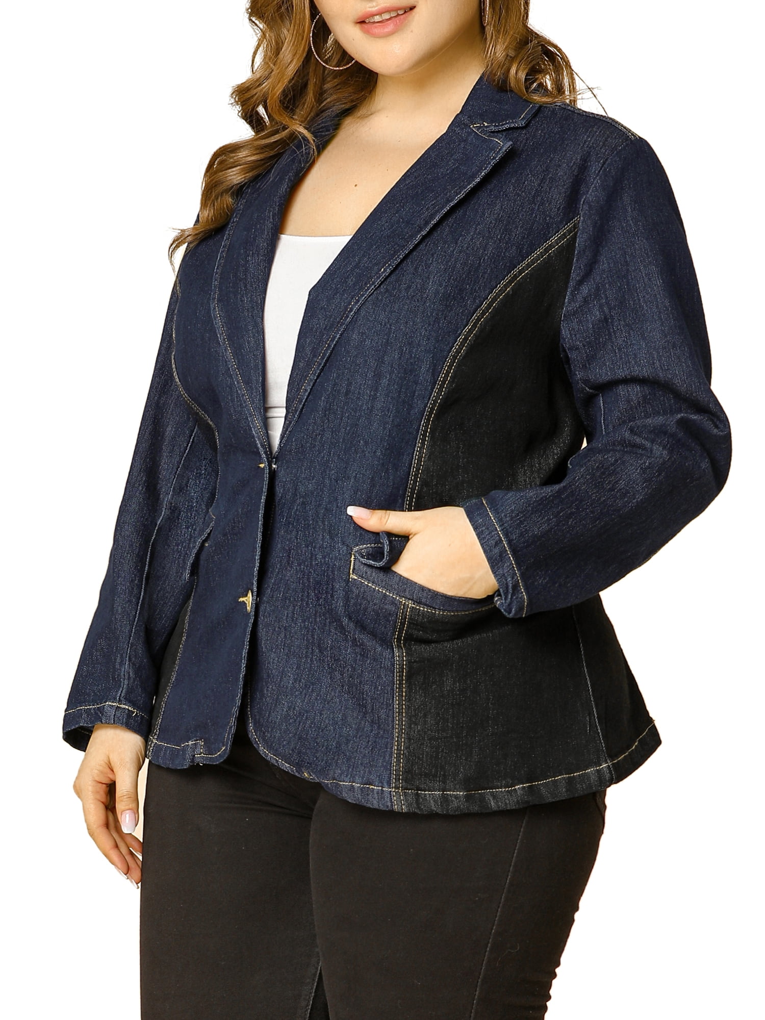 Summer Savings Clearance 2023! Shacket Jacket for Women Plus Size Casual  Plain Color Denim Long Sleeve Shirts Spring Warm Cropped Coats with Pockets  - Walmart.com