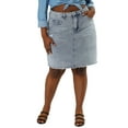 thumbnail image 1 of Unique Bargains Women's Plus Denim Ripped Distressed Embroidered A Line Skirts, 1 of 6