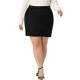 thumbnail image 1 of Unique Bargains Women's Plus Faux Suede Printed Side Buttons Bodycon Short Mini Skirt, 1 of 6