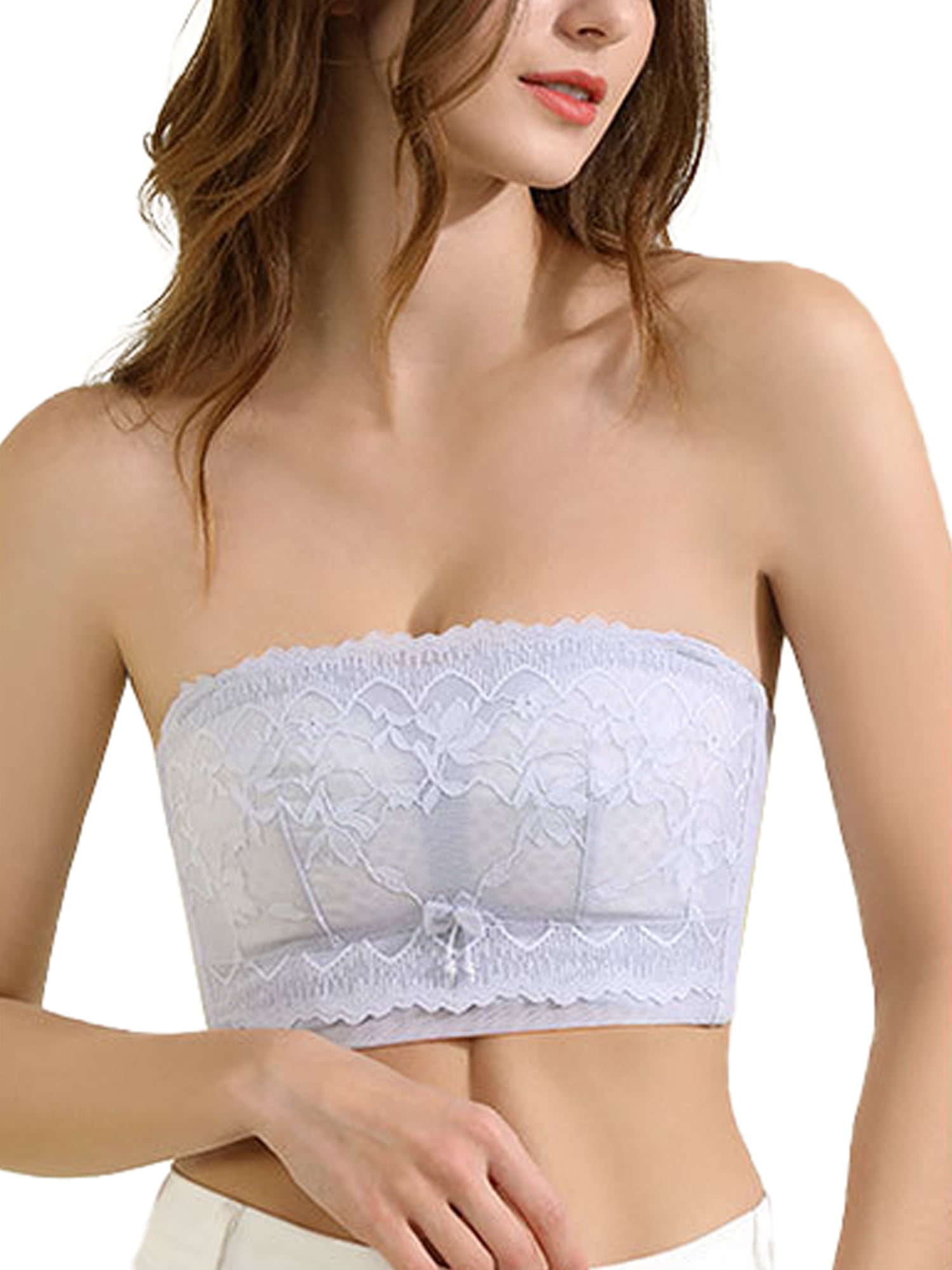Buy SOIE Non Wired Micro Modal Stretch Lacy Bandeau Bra with Removable Pads  and Detachable Straps-Sand online