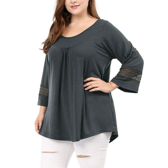 Unique Bargains Women's Plus Kimono Raglan Sleeves Ruched Front Blouse Top