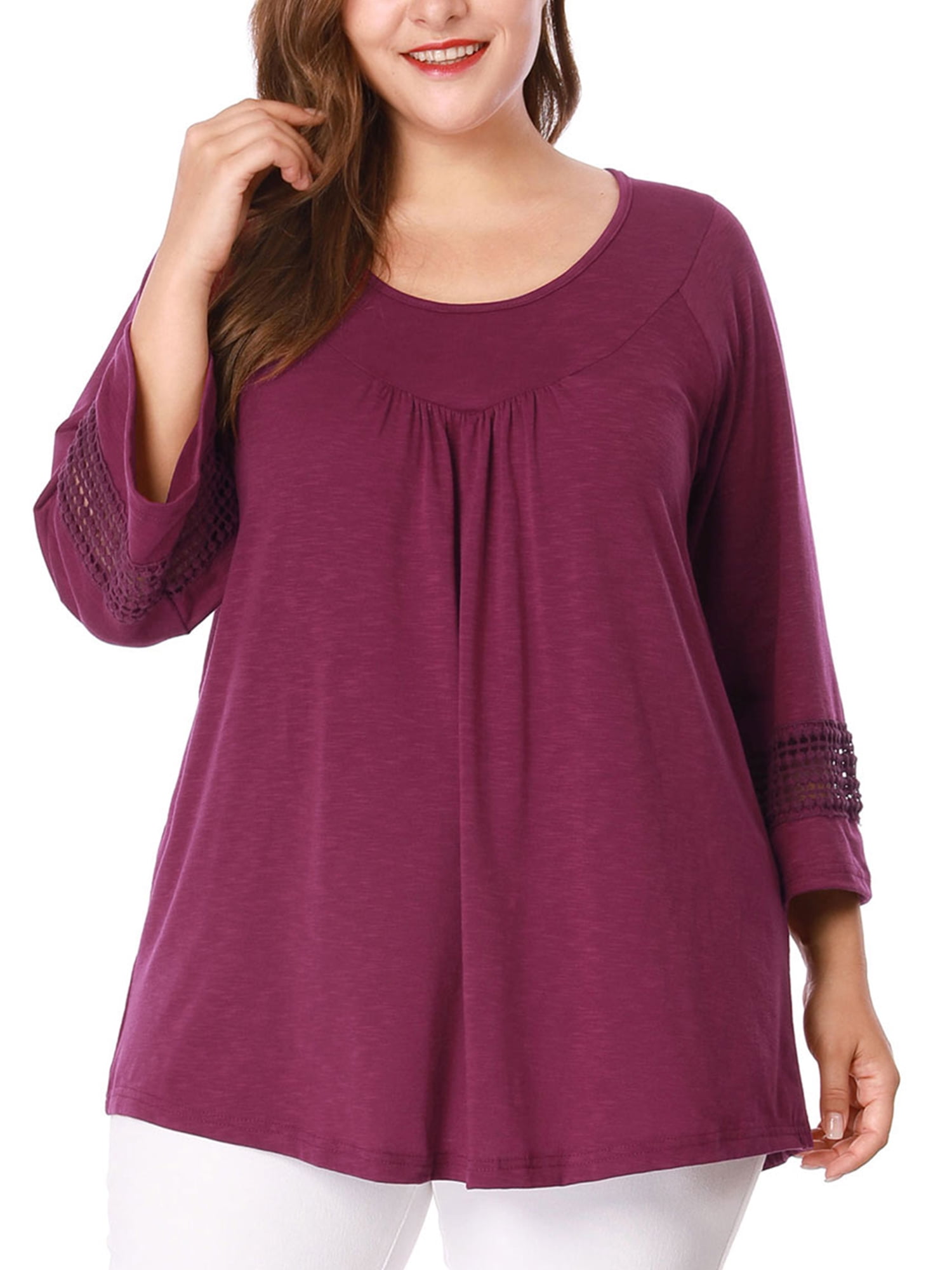 DARING DIVA Women's Plus Size Winter Kimono Long Sleeve Casual Top 4X Purple