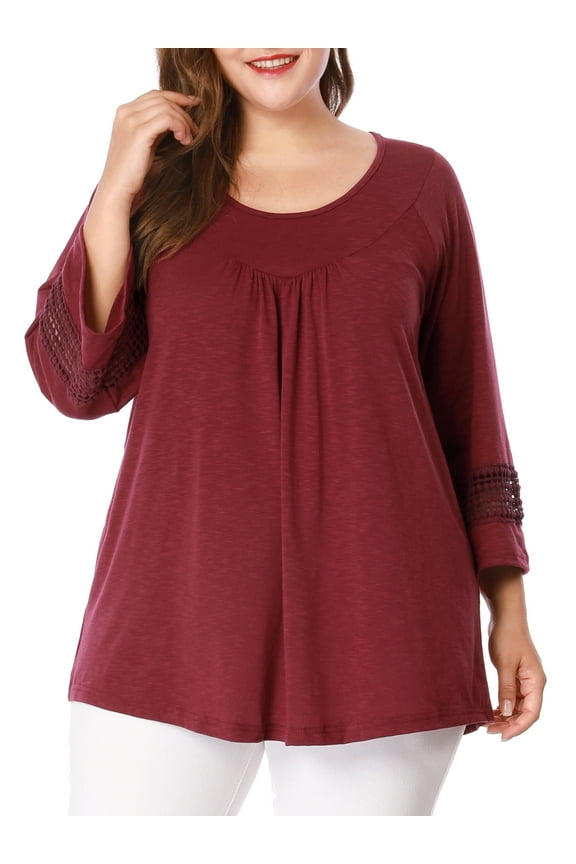 Women's Plus Kimono Raglan Sleeves Ruched Front Blouse Top