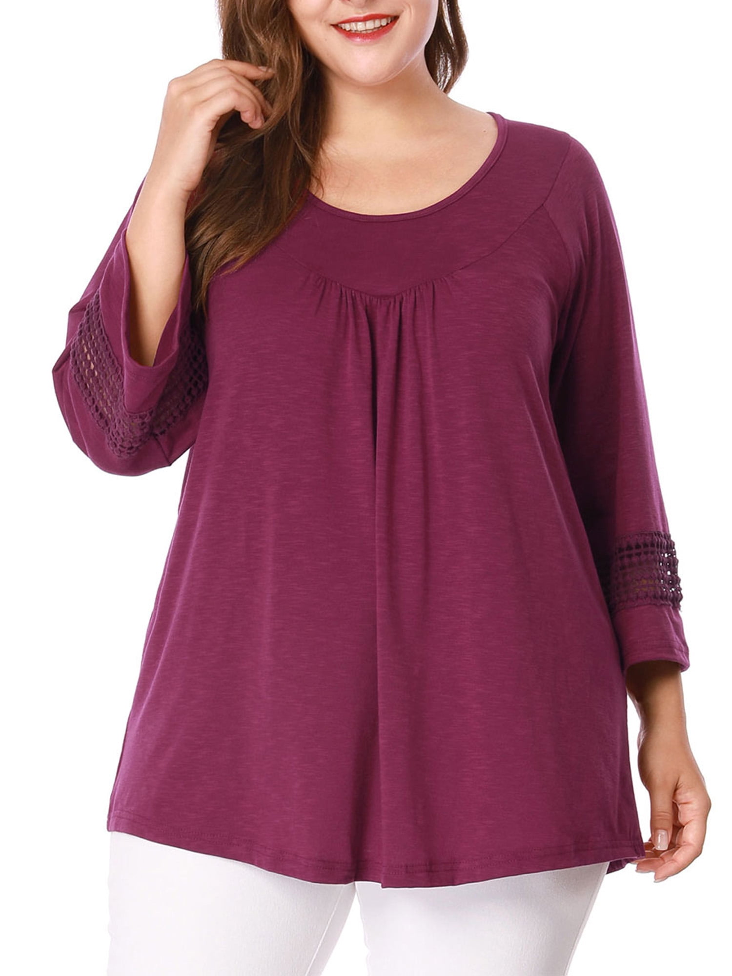 DARING DIVA Women's Plus Size Winter Kimono Long Sleeve Casual Top 3X Purple