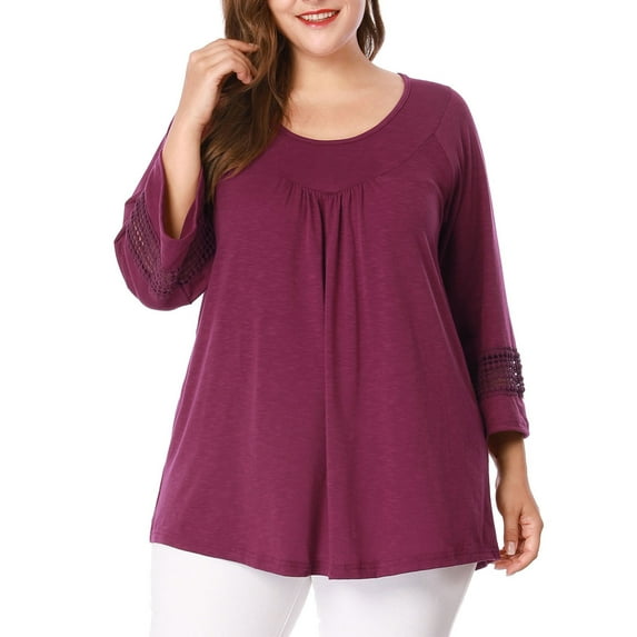 Unique Bargains Women's Plus Kimono Raglan Sleeves Ruched Front Blouse Top