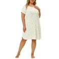 thumbnail image 1 of Unique Bargains Women's Plus Nightgown Pattern Short Sleeve Round Neck Sleepwear, 1 of 7