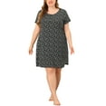thumbnail image 1 of Unique Bargains Women's Plus Nightgown Pattern Short Sleeve Round Neck Sleepwear, 1 of 7