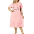 thumbnail image 1 of Unique Bargains Women's Plus Nightgown Short Sleeve Cat Print Nightshirt, 1 of 8