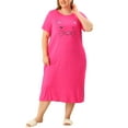 thumbnail image 1 of Unique Bargains Women's Plus Nightgown Short Sleeve Cat Print Nightshirt, 1 of 7