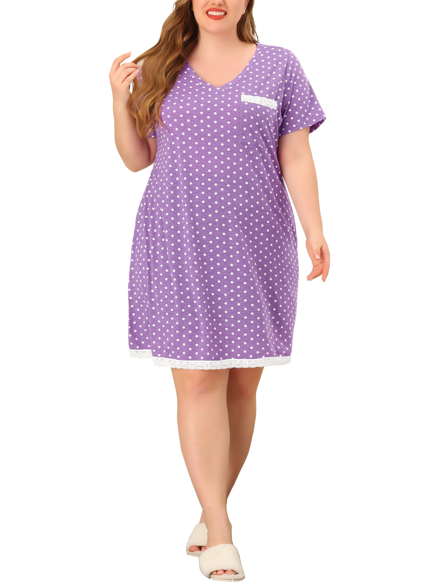 Unique Bargains Women's Plus Size 2 Piece Lace Polka Dots Matching