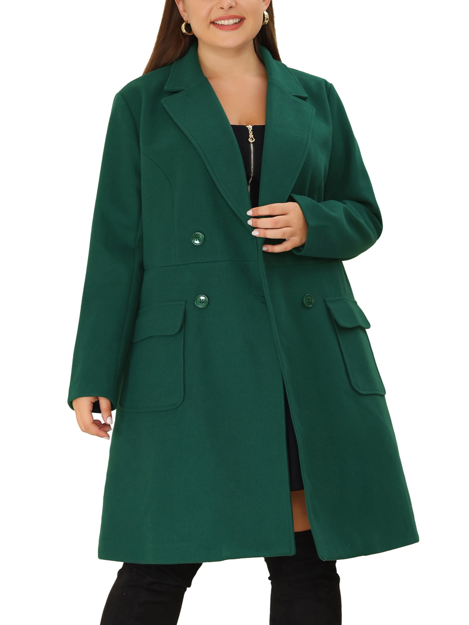 Plus size green wool coat 2025