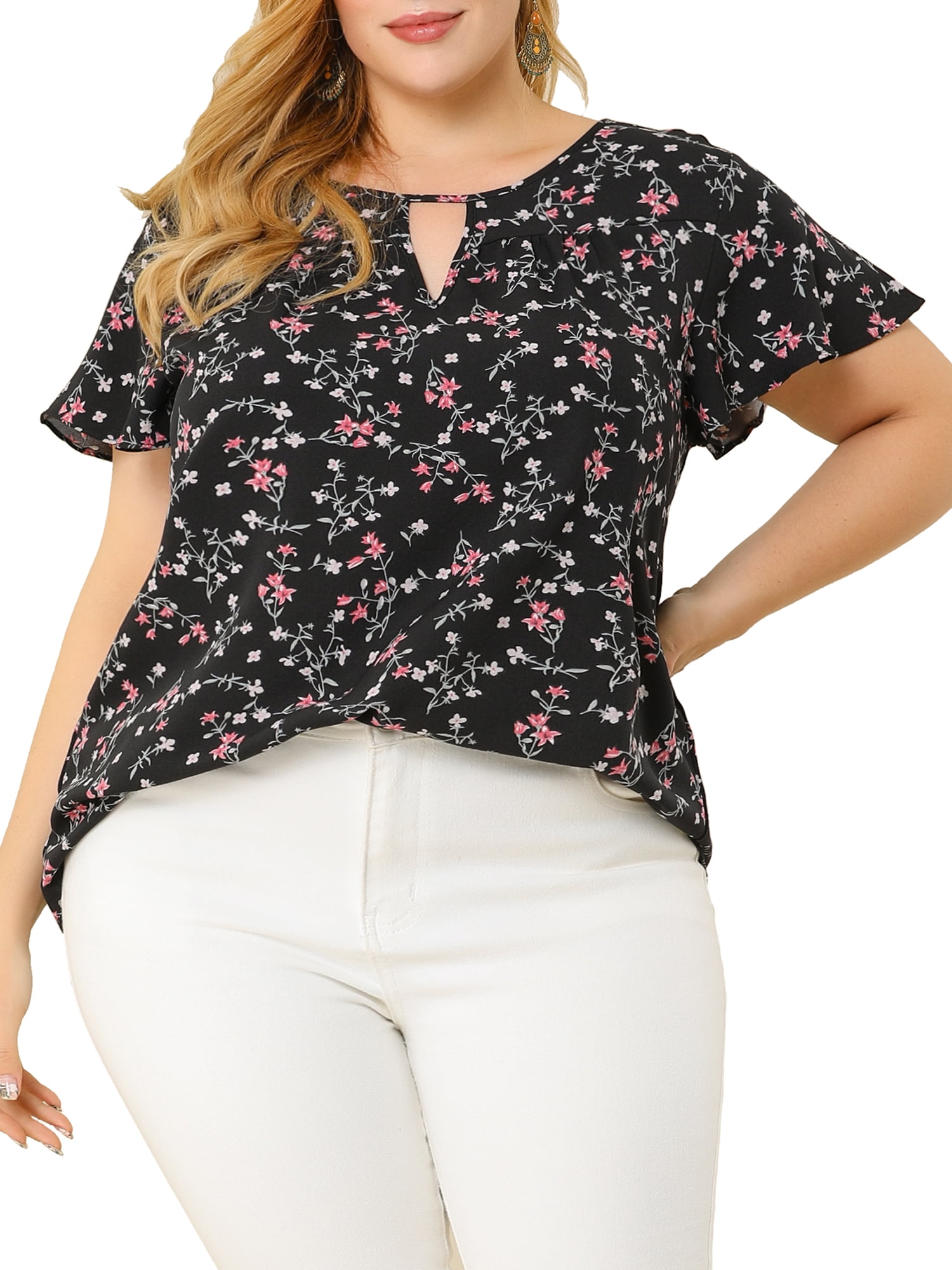 black chiffon blouse short sleeve