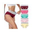 thumbnail image 1 of Unique Bargains Women's Plus Size 5 Packs Brief Stretchy Underwear Burgundy, Red Pink, Green, Yellow L, 1 of 6