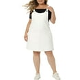 thumbnail image 1 of Unique Bargains Women's Plus Size Adjustable Straps Denim Bib Overall Dress Jumper 1X White, 1 of 6
