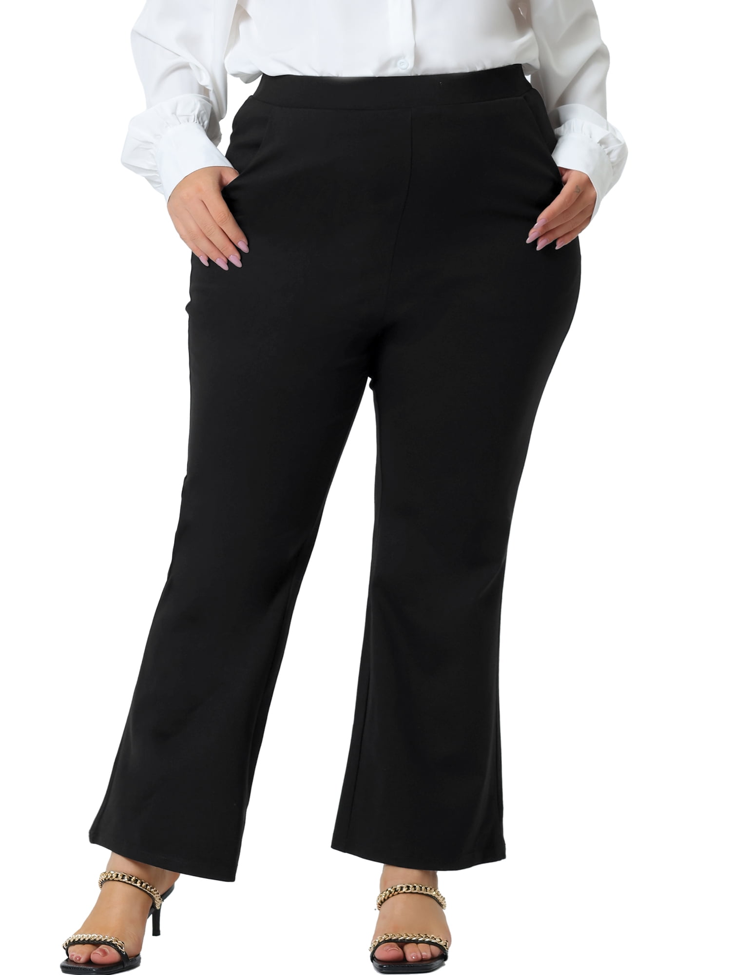 green emerald velvet dress Nydj Plus Women's Pull On Flare Leg Pants - Black