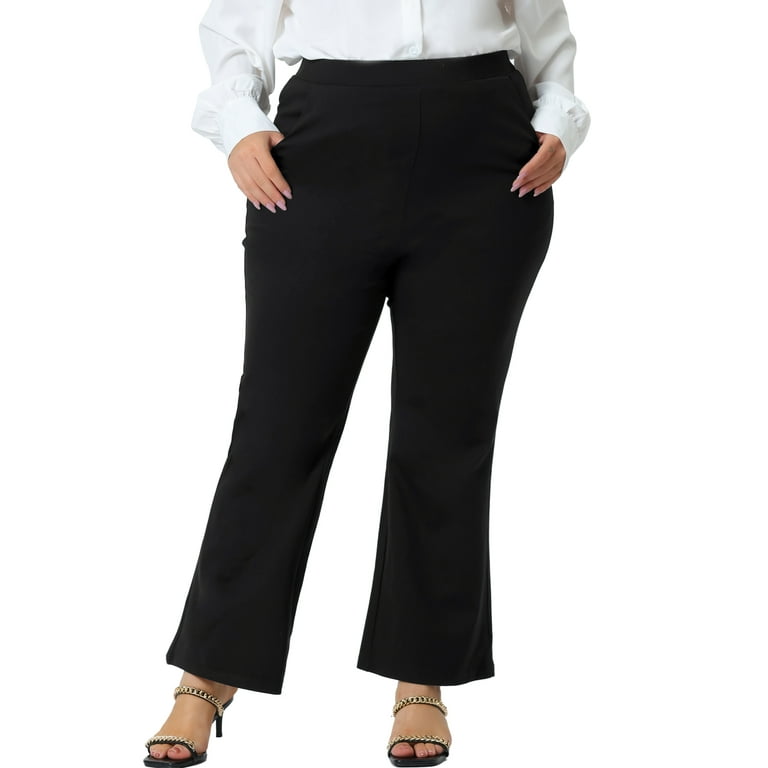 Plus size black dress pants flare 2025