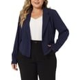 thumbnail image 1 of Unique Bargains Women's Plus Size Blazer V Neck Button Notch Panel Cropped Blazers, 1 of 6