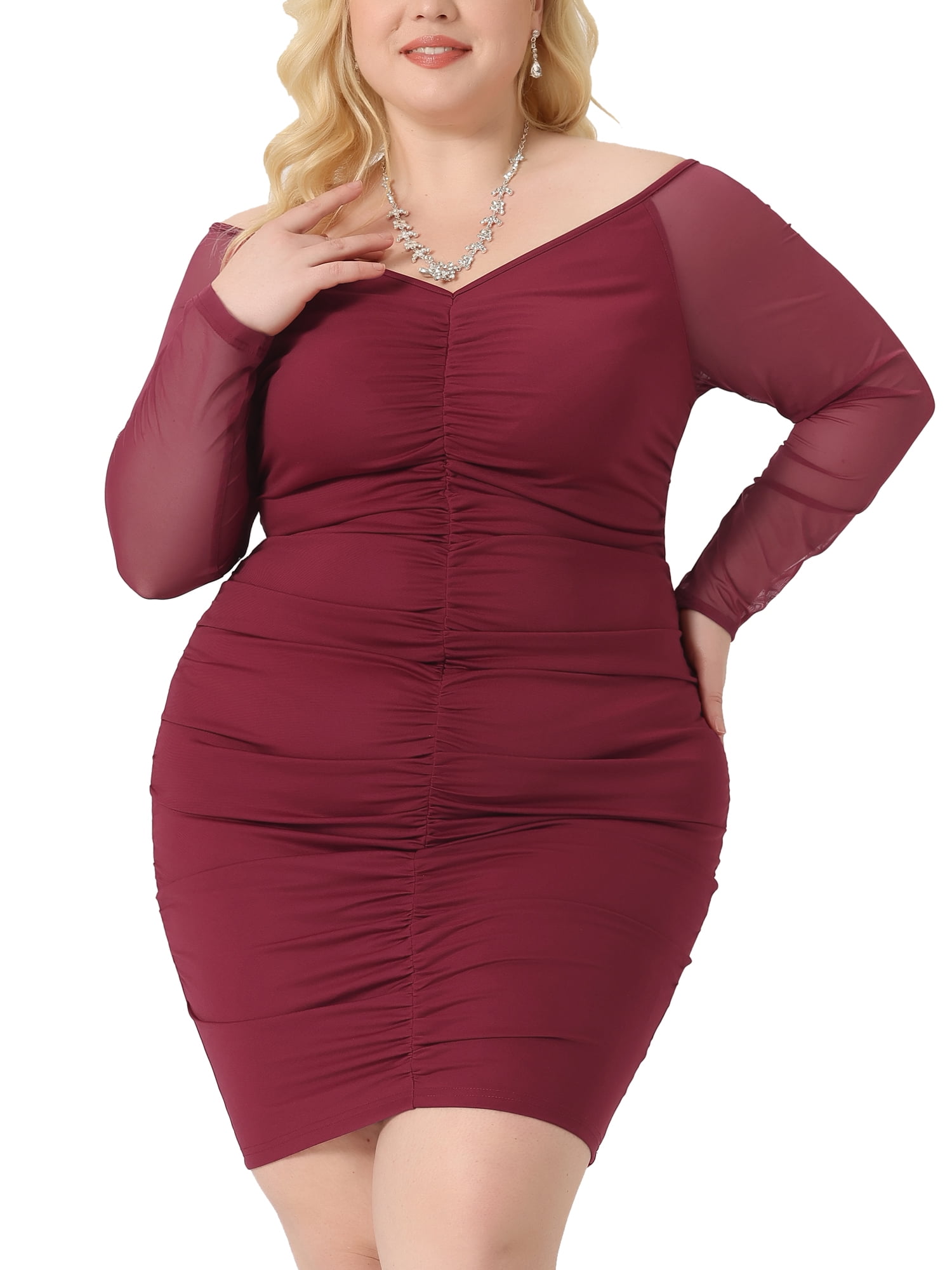 blue dress for baby girl Plus Size Bodycon Midi Sweater Dress Egret / 3X main image 0