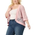 thumbnail image 1 of DARING DIVA Plus Size Bolero Outfits Lace Panel Sheer Cardigans 3X Light Pink, 1 of 6