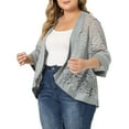 thumbnail image 1 of DARING DIVA Plus Size Bolero Outfits Lace Panel Sheer Cardigans 4X Gray, 1 of 6
