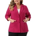 thumbnail image 1 of DARING DIVA Women's Plus Button Down Notched Lapel Office Jackets Blazer Hot Pink 3X, 1 of 6