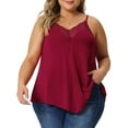 thumbnail image 1 of DARING DIVA Women's Plus Cami Tank Lace Front Sleeveless Tops 2X Burgundy, 1 of 6