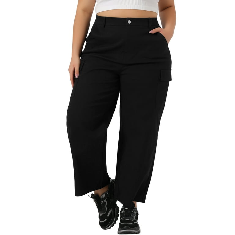 Unique Bargains Women's Plus Size Cargo Pants Drawstring Unique Bargains Women's Plus Size Cargo Pants Drawstring