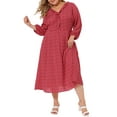 thumbnail image 1 of DARING DIVA Plus Size Elbow Sleeve Sweetheart Midi Ruffle Dress 2X Red, 1 of 6